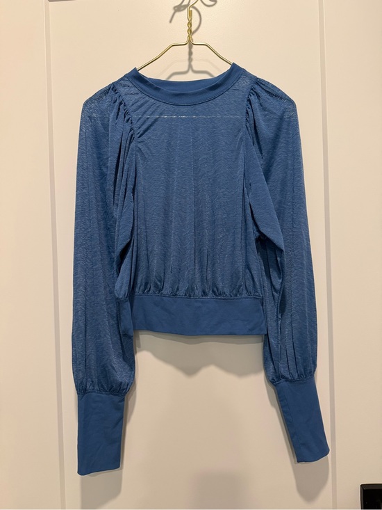 FP Movement by Free People Tops - FP Movement by Free People Blue Long-Sleeve Gathered Waist Top